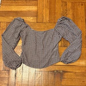 Abercrombie Gingham Puff Sleeve Top